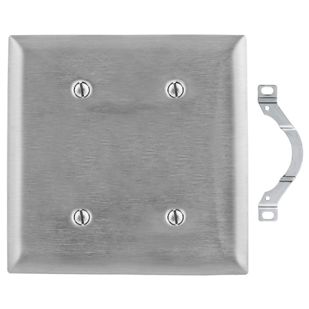 Hubbell Wiring Device-Kellems Wallplates and Boxes, Metallic Plates, 2- Gang, Blank, Standard Size, Stainless Steel SS24